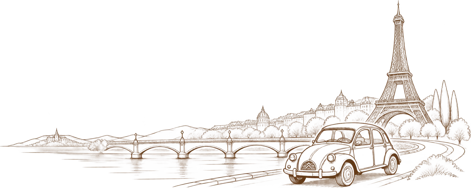 Illustration de Paris et d'une 2CV